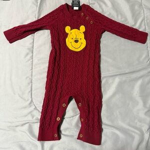 Disney Baby Winnie The Pooh Knitted Romper One Piece Embroidered